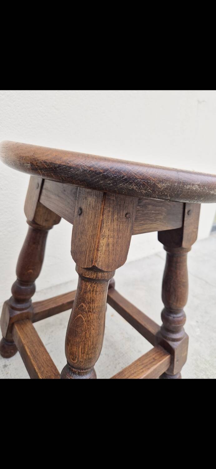 Pair of 19th century solid oak stools