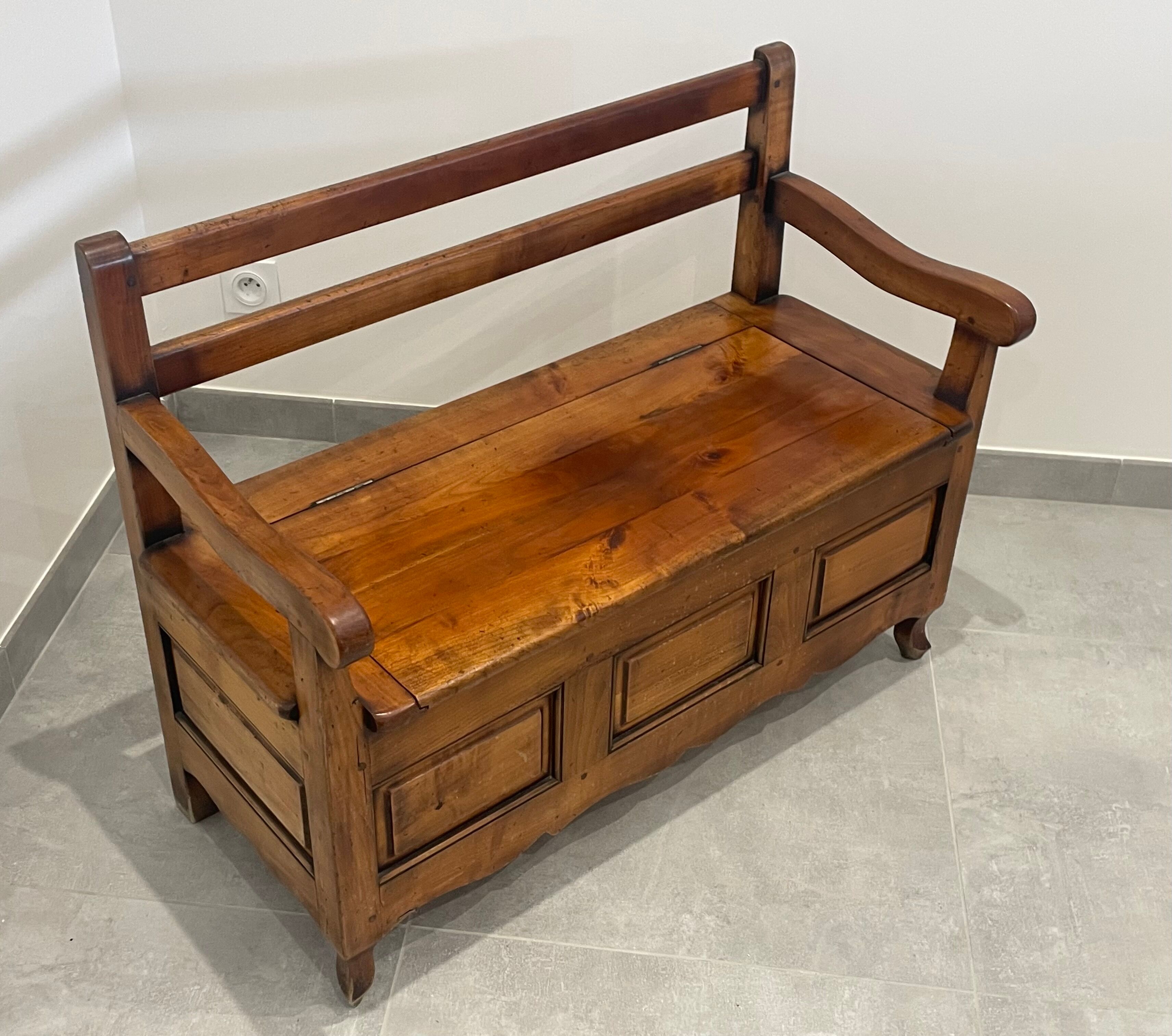 Rustic fruit wood chest bench, children's room