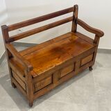 Rustic fruit wood chest bench, children's room