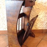 Magazine holder in varnished wood / vintage 60s