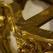 Golden wood and marble console, 19th century.