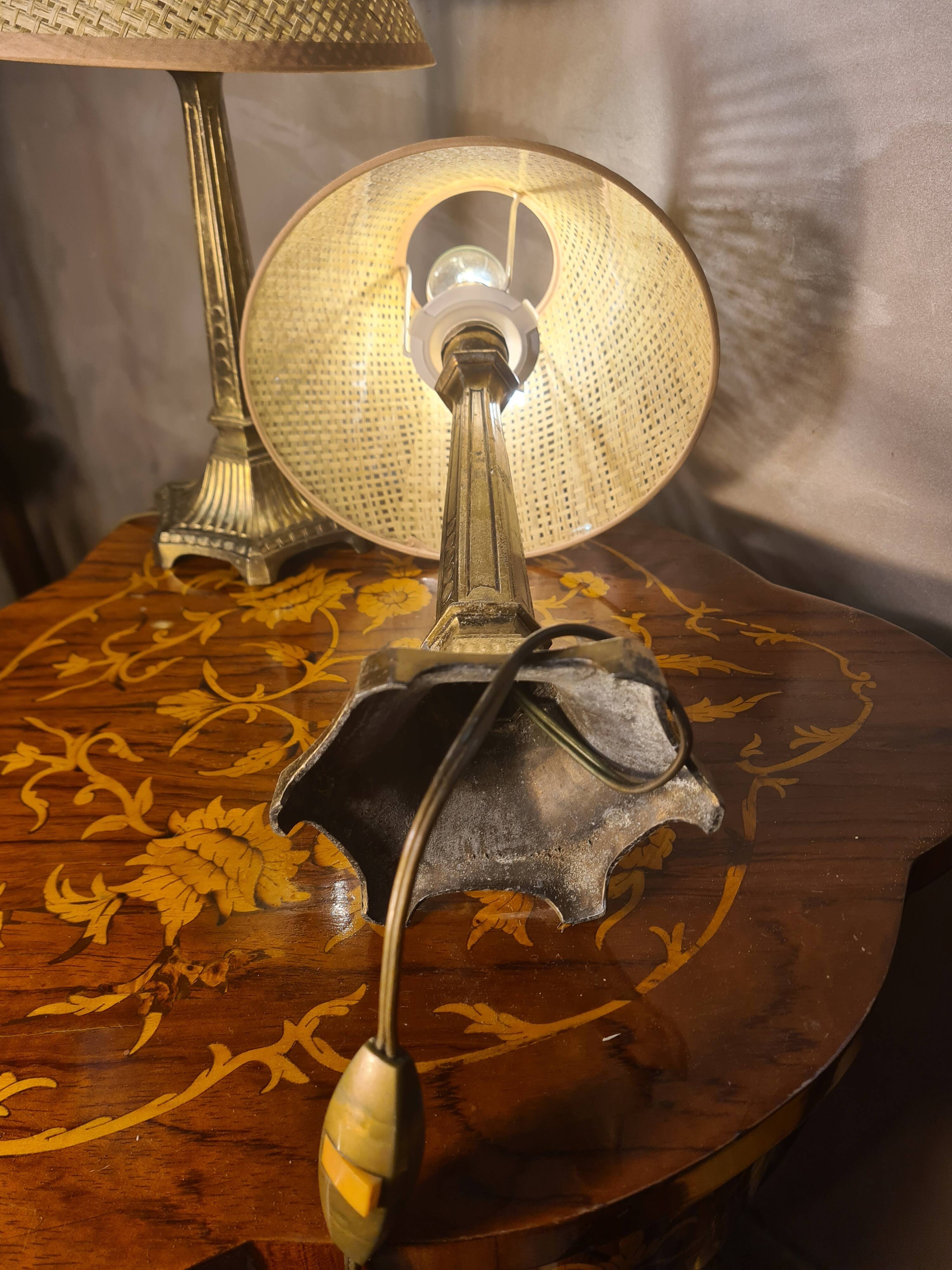 Paire de lampes en régule doré, 1960