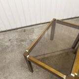 Set of 3 elm and smoked glass nesting tables 1970