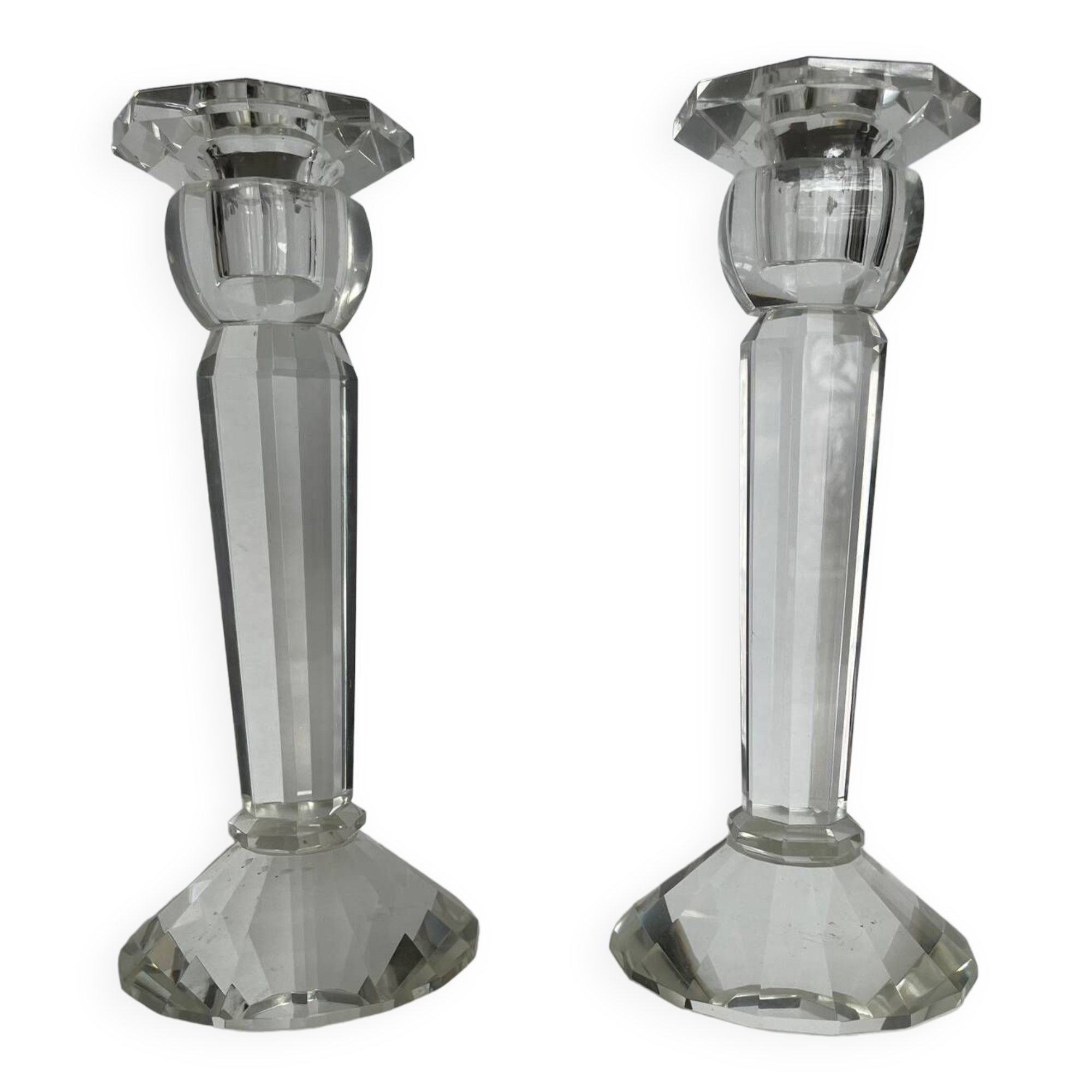 Pair of crystal candlesticks