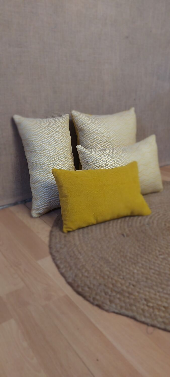 Set of yellow mustard cushions