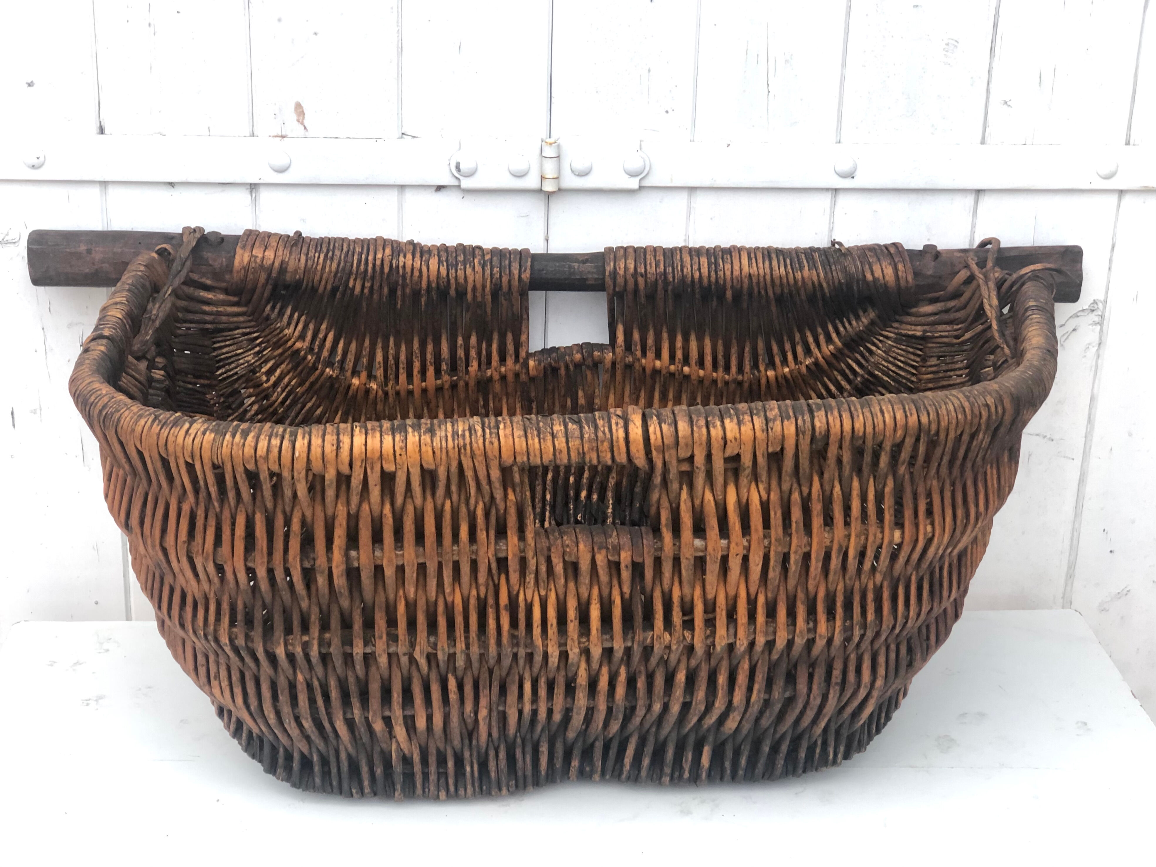Harvest hood basket wood and wicker