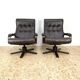 Mid Century Leather Swivel Chairs by Kebe