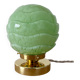 Vintage art deco globe table lamp in mint green Clichy glass