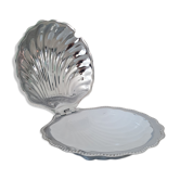 Beurrier coquille Saint Jacques en inox et sa coupelle en verre blanc