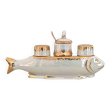 Ensemble de condiments vintage en forme de poisson