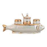Ensemble de condiments vintage en forme de poisson