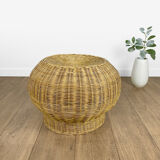 Braided wicker pouf from the 70s