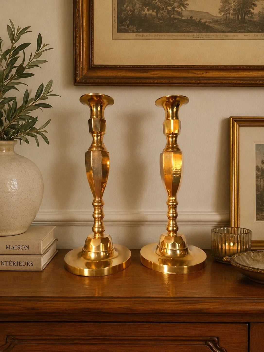 Pair of brass candlesticks