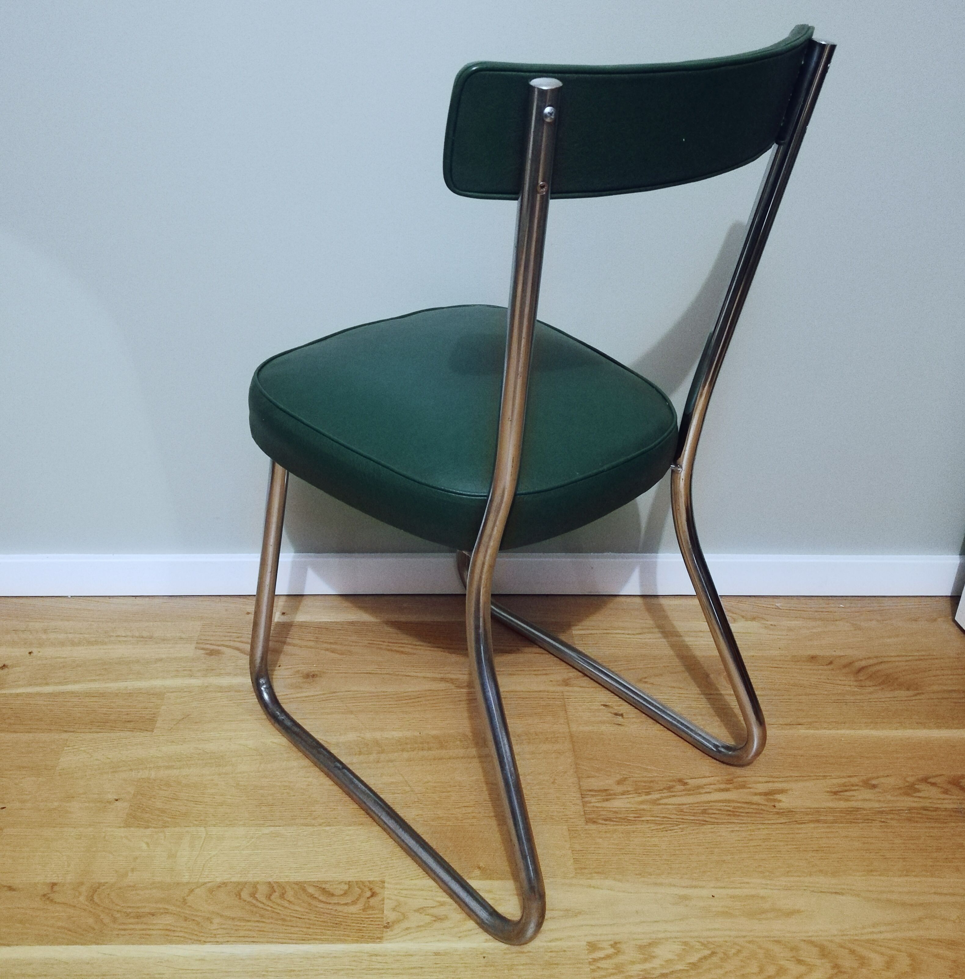 Industrial office chair called "sleigh" chair