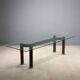 Large vintage table with a glass, wood, and marble top, Italy, 1980s.