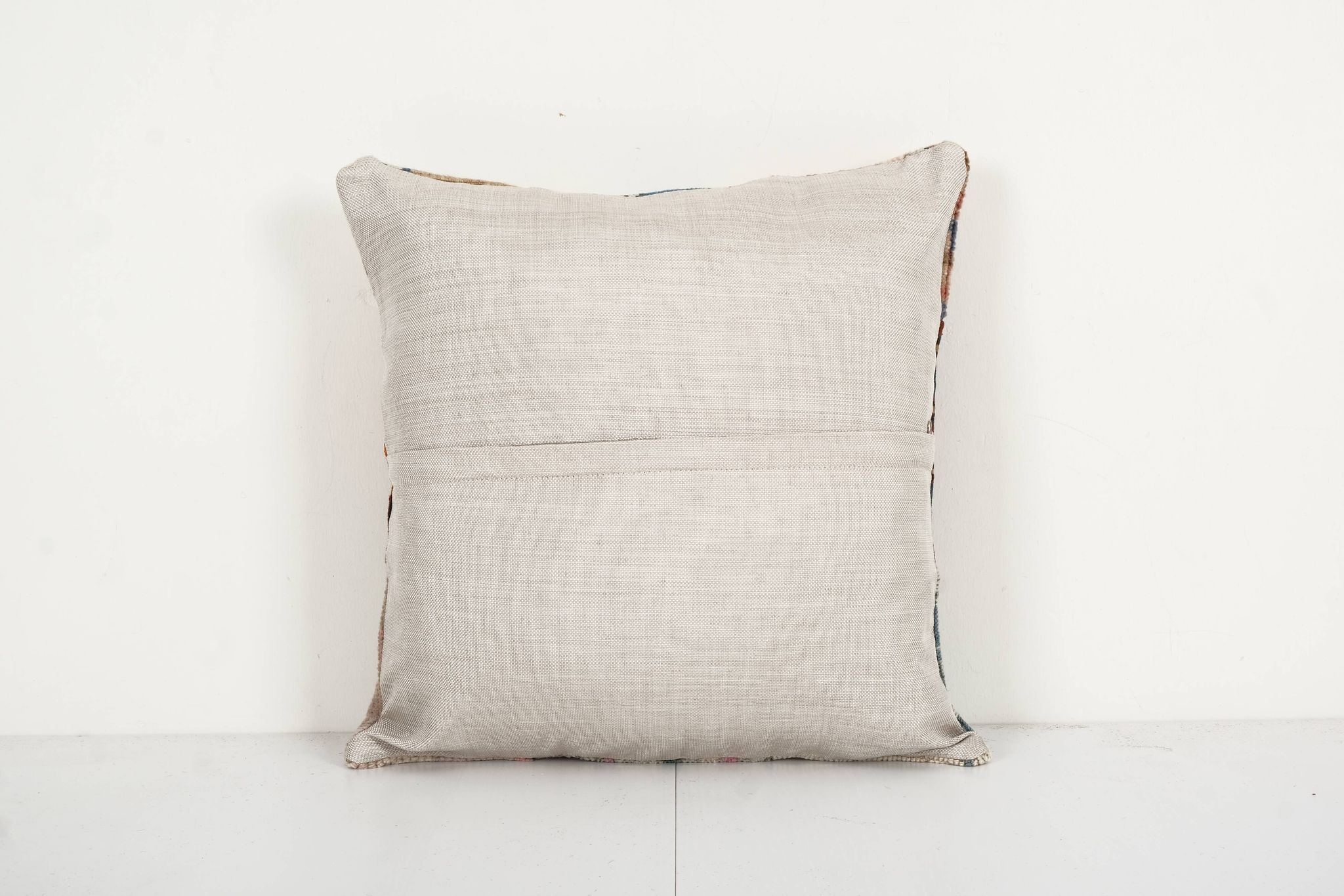 Bohemian patchwork rug pillow cover, square turkish organic cushion with mid century design, vintage
