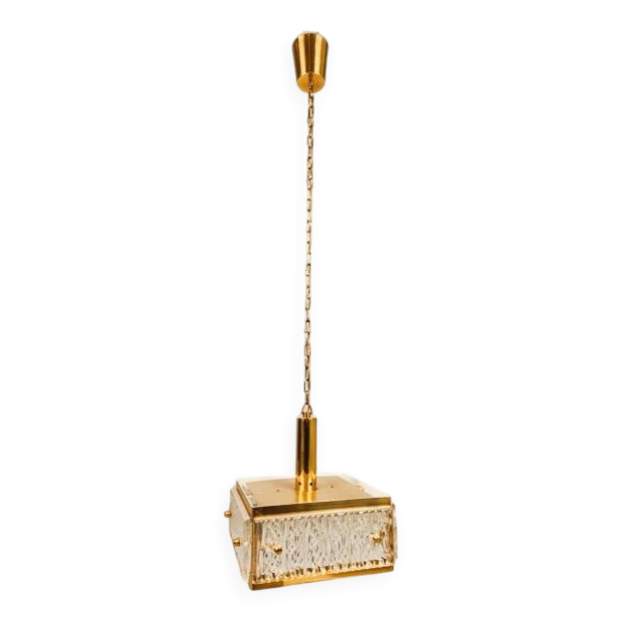 Vintage chandelier from Malmö Metallvarufabrik and pressed glass from Orrefors 1970s