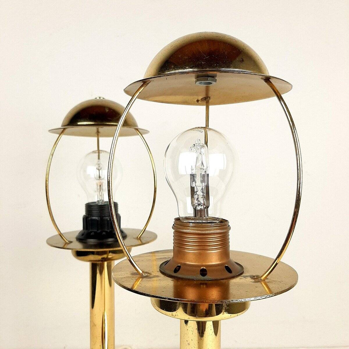 Golden metal table lamps by Sijaj Hrastnik, set of 2