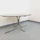 Vintage oval dining table in smoked glass and chrome metal