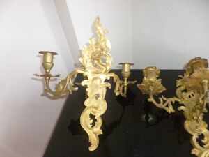 Paire de bougeoir style louis XV dore XlX ème