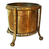Pot de fleurs vintage en laiton faux bambou Maison Bagues
