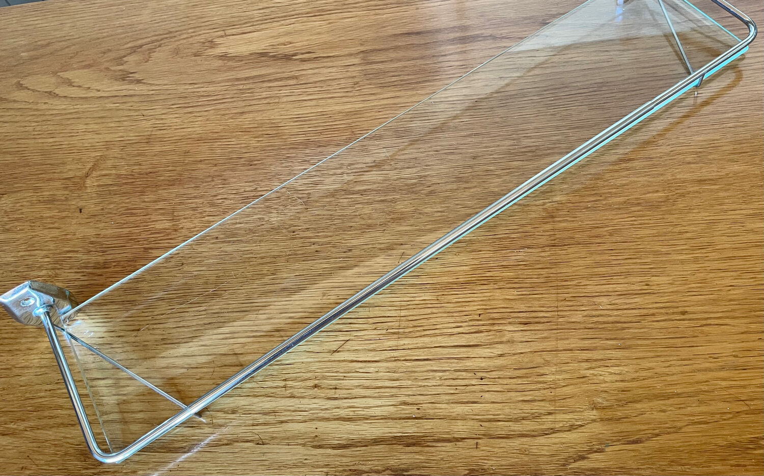 Vintage bathroom shelf, chrome metal and glass