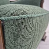 1950s, Danish relax chair, green furniture blend wool fabric, beech wood.