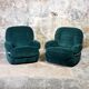 Pair of Beka armchairs in green velvet