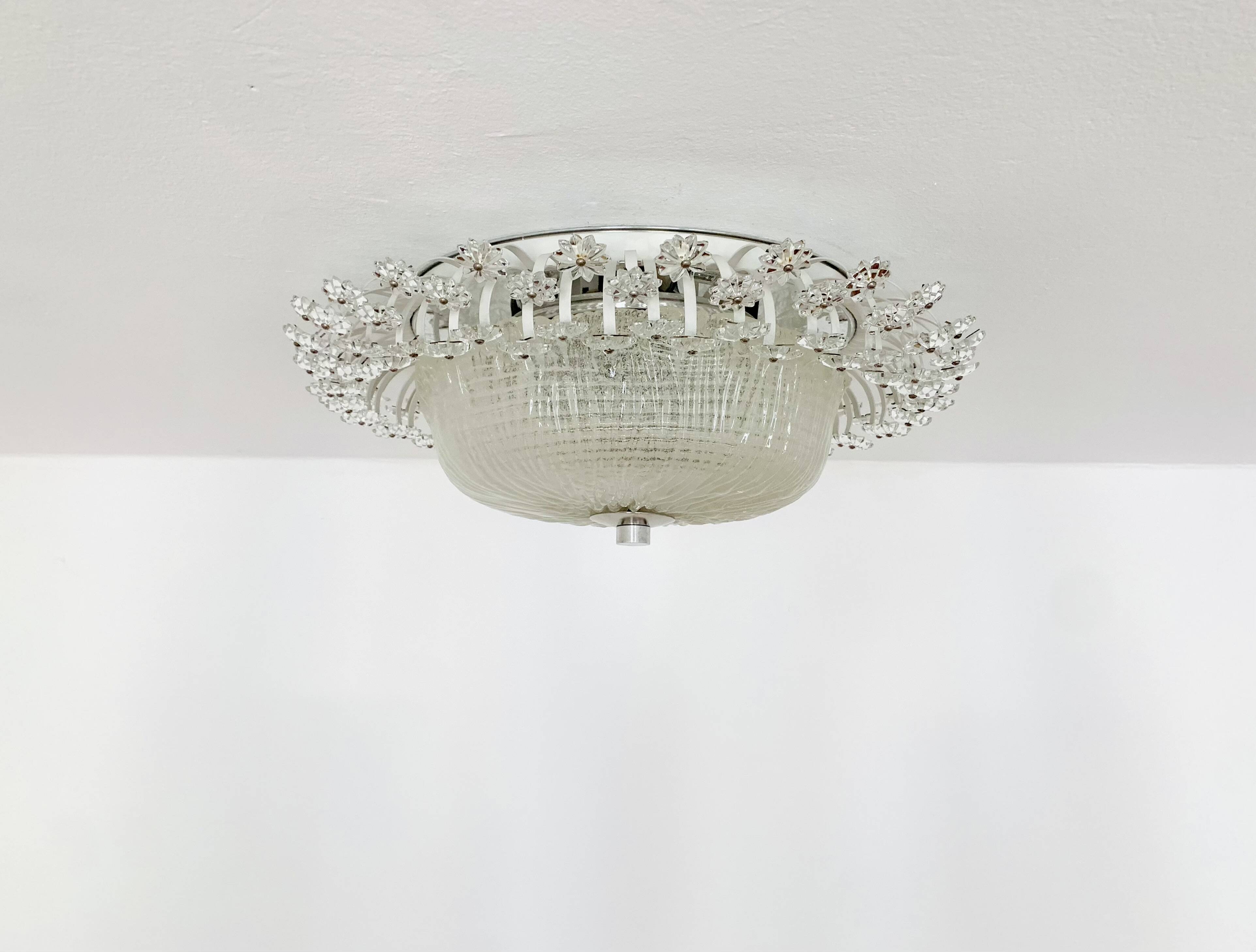 Large Floral Flush Lamp