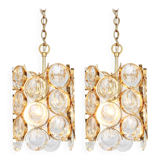 Pair of small golden brass pendants, Sciolari design for Palwa, Germany, 1970s.