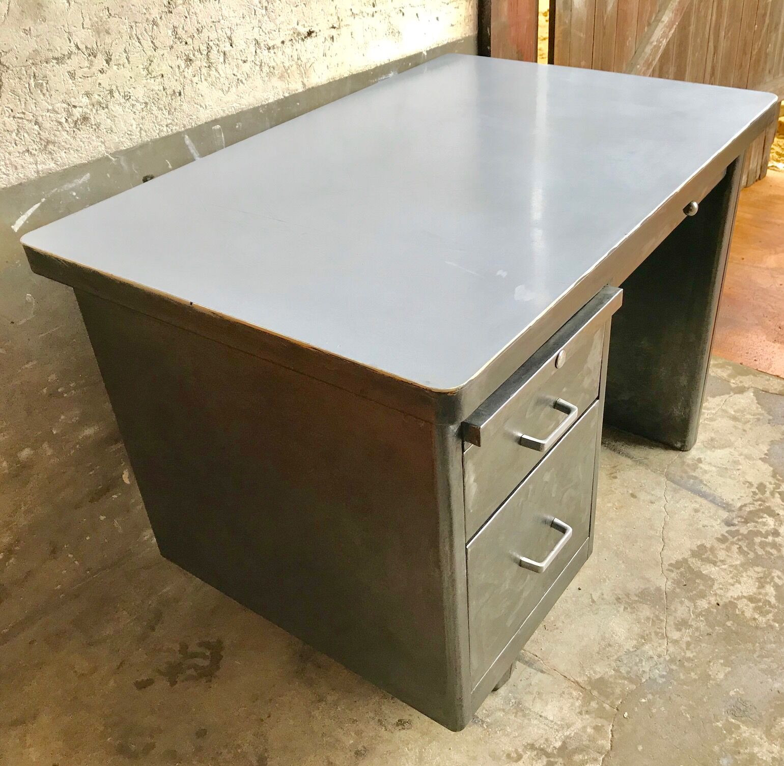Industrial metal desk