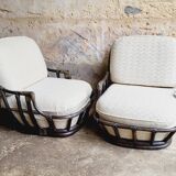 Fauteuils Chauffeuses en rotin Années 70 (*2)