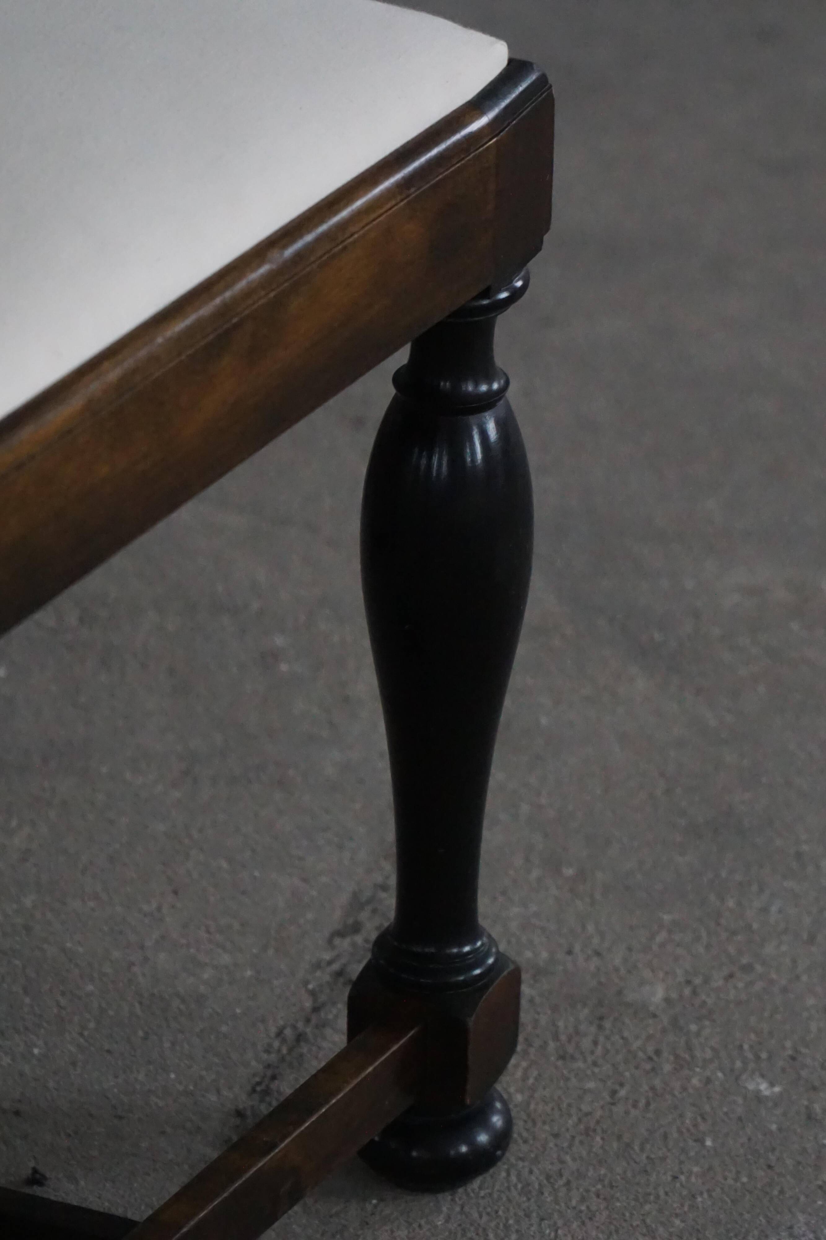 Set of 6 Swedish Grace dining chairs in birch with new upholstery, 1920s.