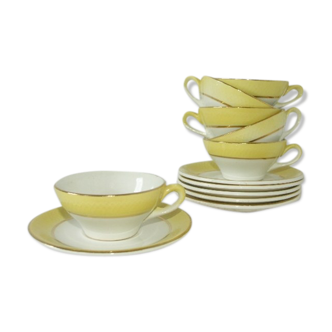 Lot 6 porcelain cups ans saucers, 40s/50s