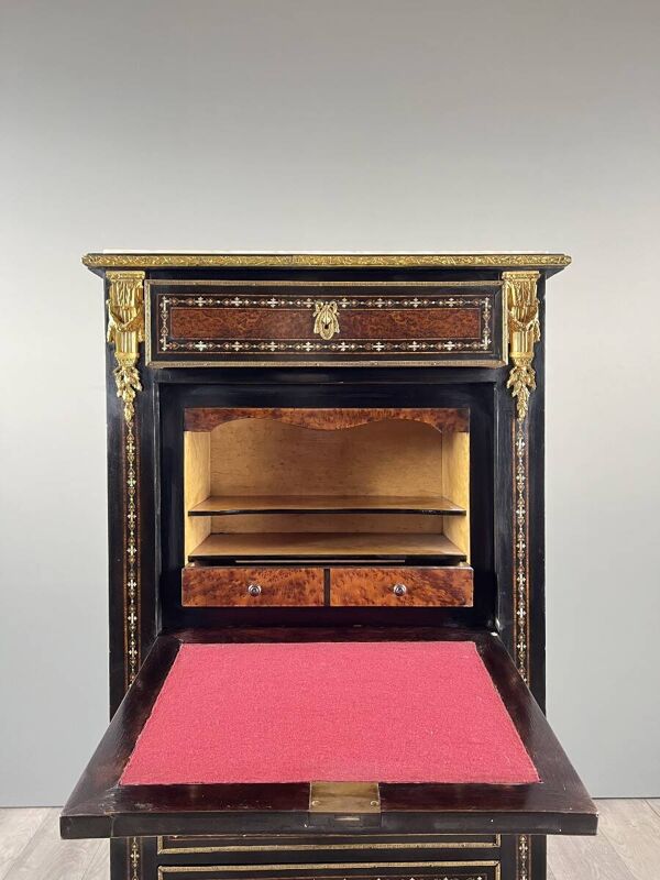 Secrétaire ancien Napoléon III en marqueterie et bronzes dorés, XIXe siècle