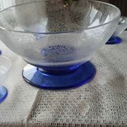 Set including 1 salad bowl and 5 fruit bowls in Daum Nancy crystal from the 40s