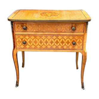 Louis XVI style chest of drawers with marquetry inlay