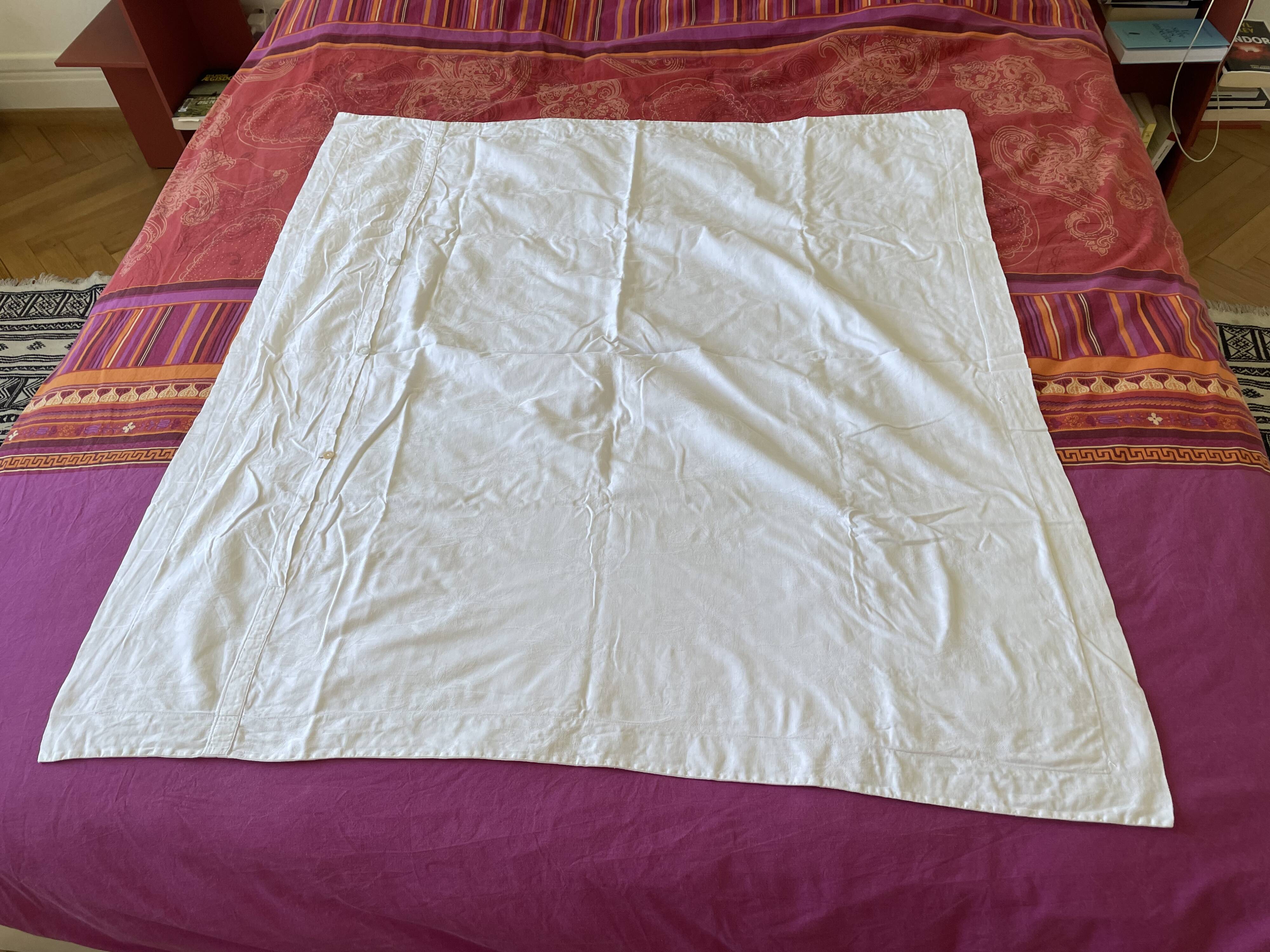 Large vintage pillowcase, retro bedding collection white (1.20)