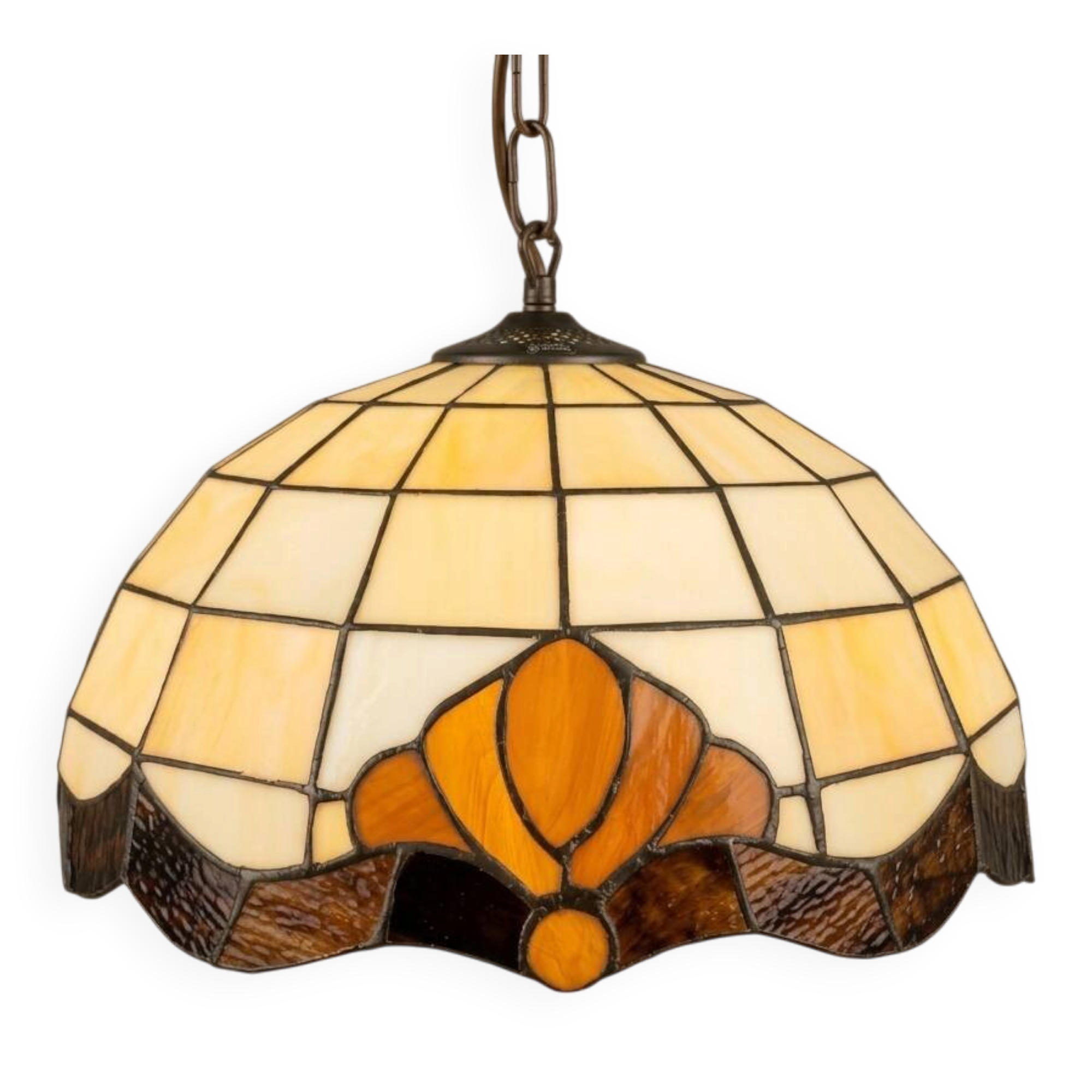 Suspension en vitrail style Tiffany, vintage  Honsel Allemagne