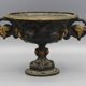 Bronze pedestal bowl with leaf decoration