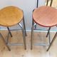 Pair of high wooden stools and metal industrial style 60/70