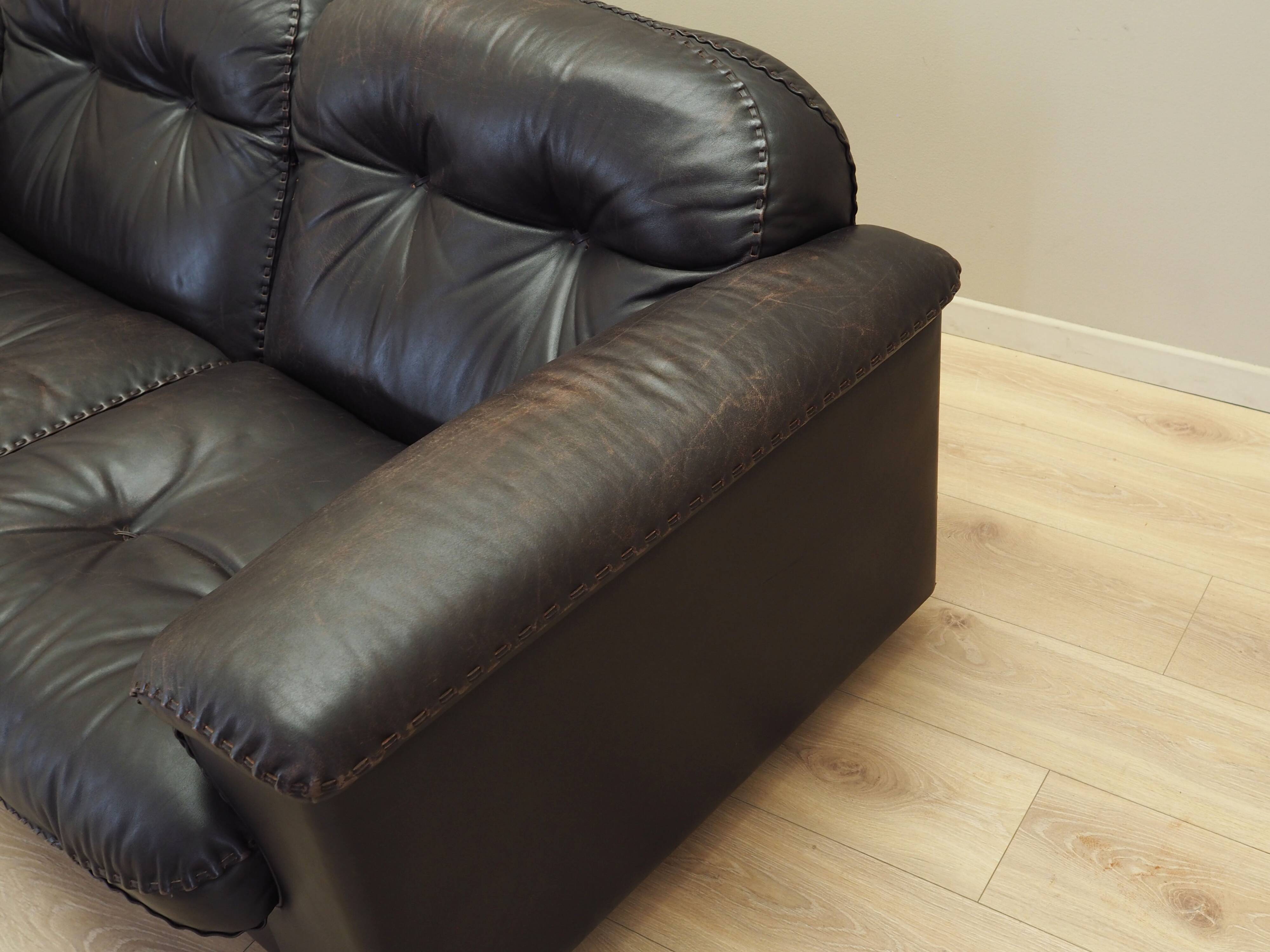 Brown leather sofa, Swiss design, 1970s