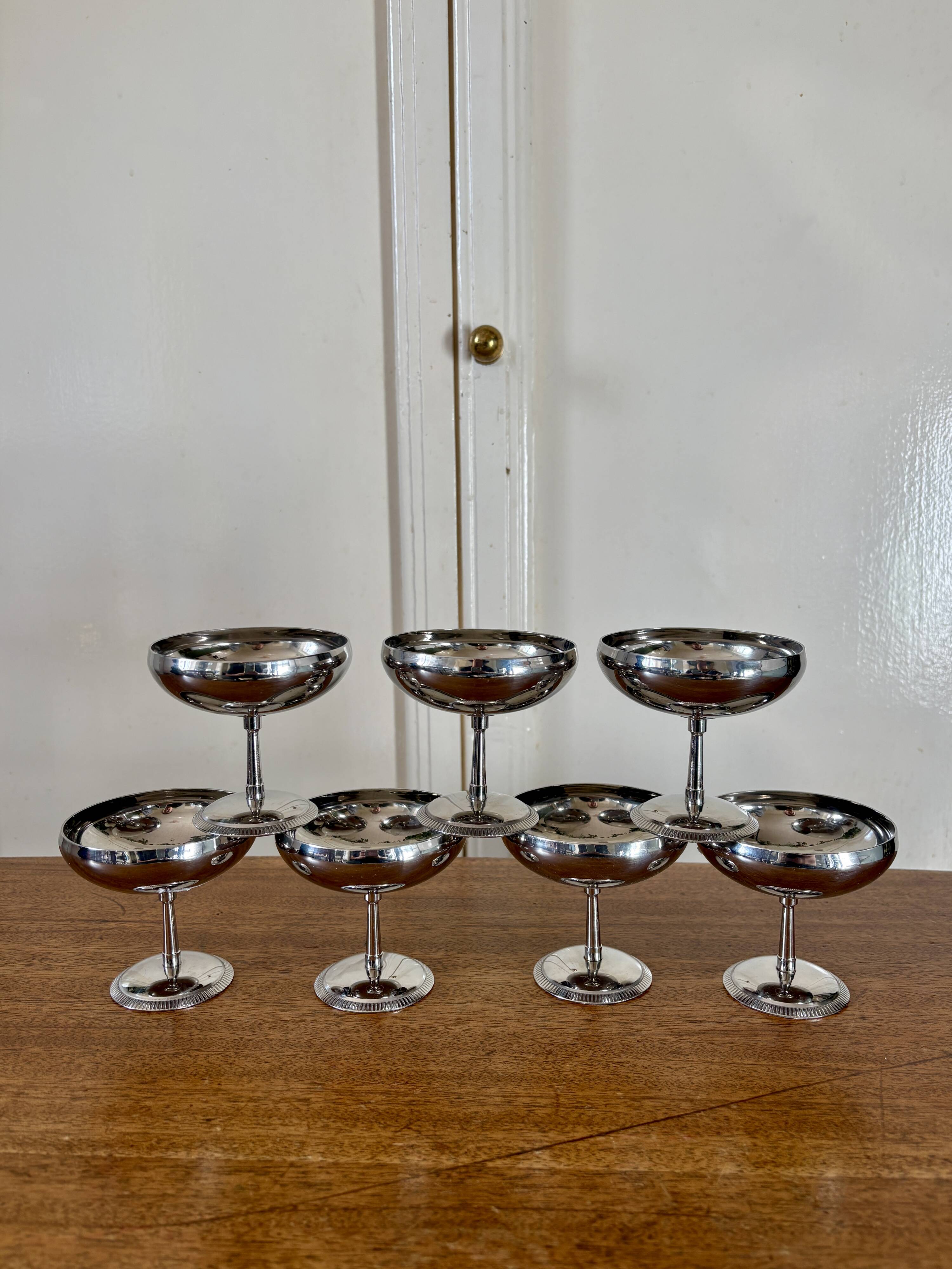 Set of 7 vintage stainless steel dessert bowls