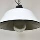 White enamel and cast iron industrial pendant light with glass cover, 1960s