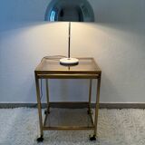 Brass rolling trolley with smoked glass from the 70s
