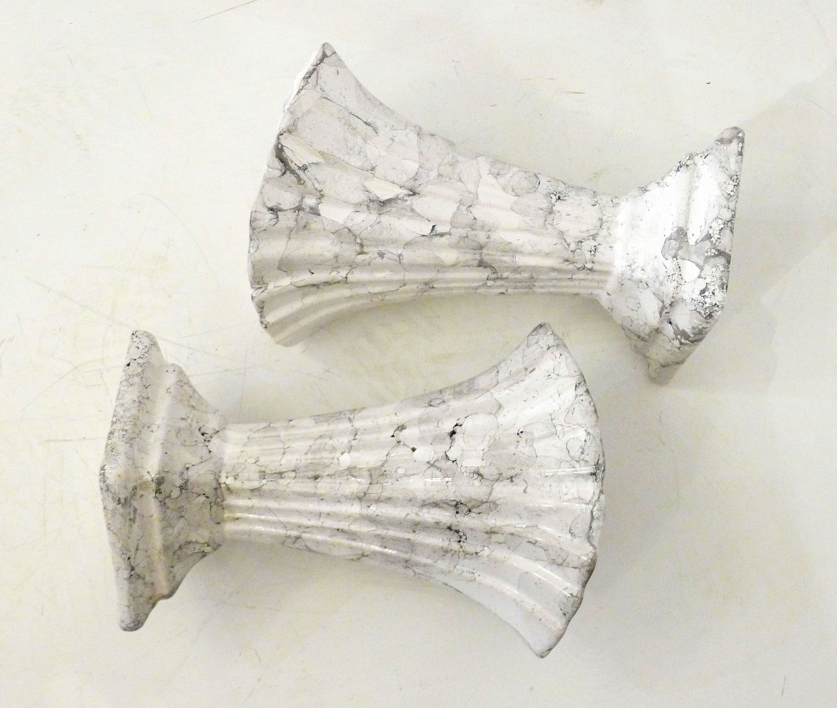 Pair of marble fan vases