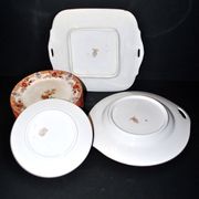 Sarreguemines dessert service 12 plates opaque earthenware bamboo polychrome Asian Chinese decor