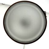 Vintage Industrial chandelier in copper and milk glass. Italy 1950s