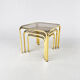 Tables gigognes en laiton et verre fumé, années 1970