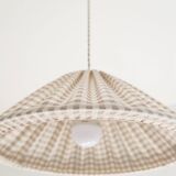 Vichy pendant light, conical shape "Malala Vichy sand and off-white"